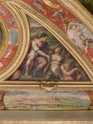 Alegoria de Pisa; para o fundo, vista de Siena